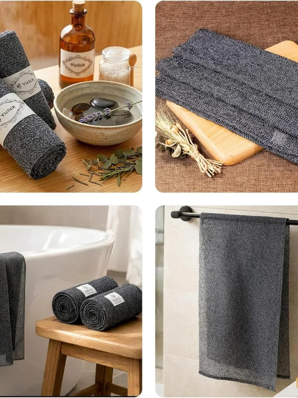 3 PCS Exfoliating Washcloth Towels - Exfoliating Body Scrubber Exfoliator, Back